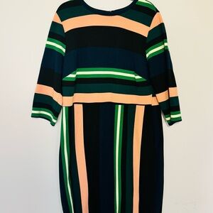 Eloquii Multicolor Striped Long Sleeve Dress